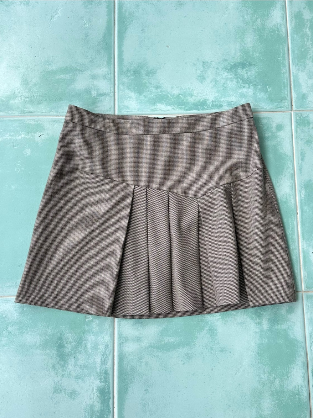 Zara Basic Brown Houndstooth Mini Skirt Small